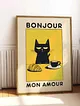bonjour-siyah-kedi-poster-cercevesiz-cok-renkli