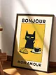 bonjour-siyah-kedi-poster-cercevesiz-cok-renkli