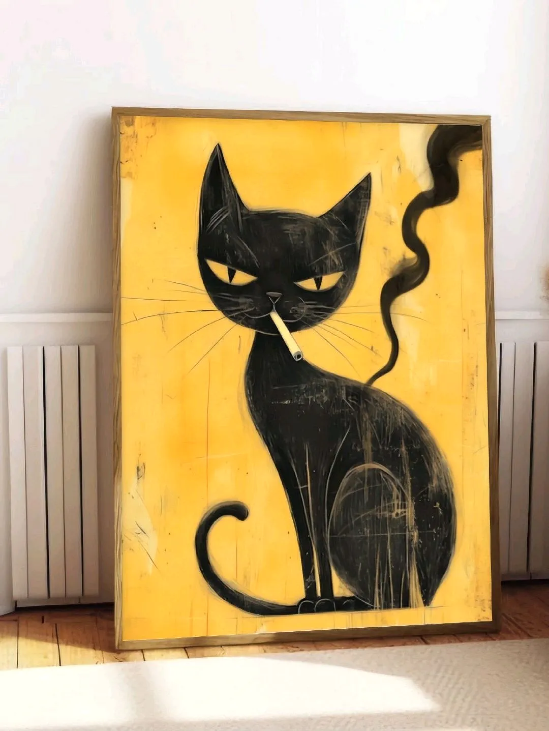 siyah-kedi-poster-cercevesiz-cok-renkli
