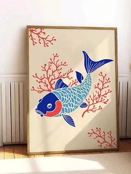 Koi Balık Poster Çerçevesiz Çok Renkli