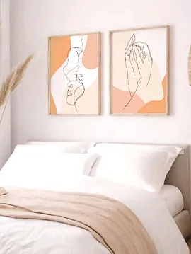 Abstrakt Çizgiler Nötr Renklerde Minimalist Sevgi Poste Set Çok Renkli