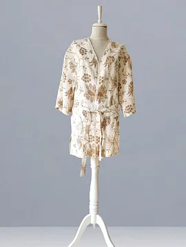 Desenli Keten Kimono B