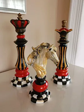 Dama Desenli Kırmızı Satranç Seti  Kırmızı