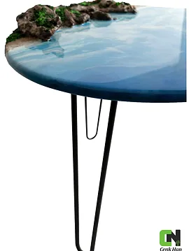 Poseidon Epoksi 3d Sehpa Mavi