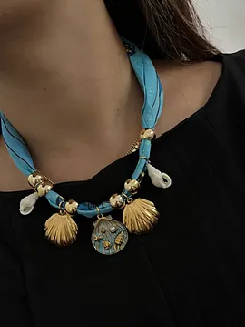 Fular Deniz Temalı Kolye  Mavi