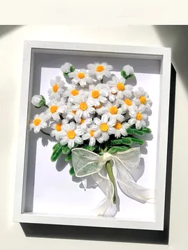 Şönil Papatya Çerçeve Beyaz