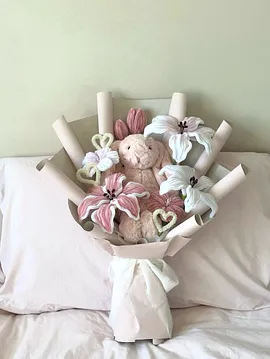 Şönil Peluş Ayıcıklı Özel Gün Buketi Pembe
