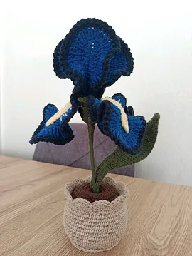 Saksıda Van Gogh Tasarımlı Örgü Çiçek