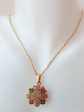 Yonca Model Stres Çarklı Dönen Çelik Gold Kolye Altın Rengi