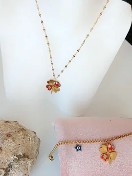 Takıseti Yonca Mineli 2li Set Altın Rengi