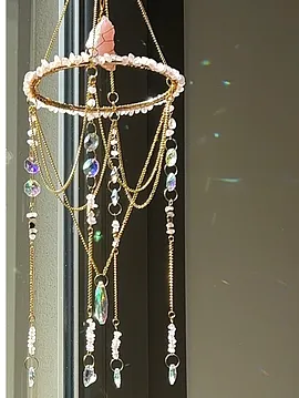 Sun Catcher Dogal Taşlı Gunes Tutucu Gunes Yakalayici Pembe