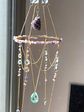 Sun Catcher Ametist, Aventurin, Kristal Kuvars, Pembe Kuvars Mor