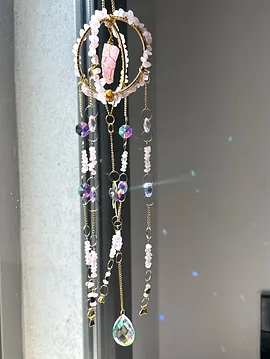 Pembe Kuvars Suncatcher  Pembe