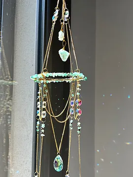 Aventurin Sun Catcher Dogal Taşlı Gunes Tutucu Gunes Yakalayici Yeşil