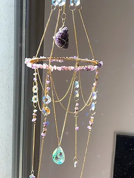 Sun Catcher Dogal Taşlı Gunes Tutucu Gunes Yakalayici Ametist Rengi