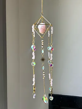 Pembe Kuvars Prizma Suncatcher  Pembe