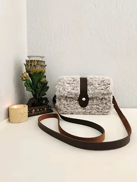 Kanvas, Kahve-beyaz, Peluş, Kadın Mini Çanta Kahverengi