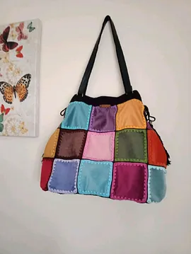 Büyük Boy Patchwork Çanta  Çok Renkli