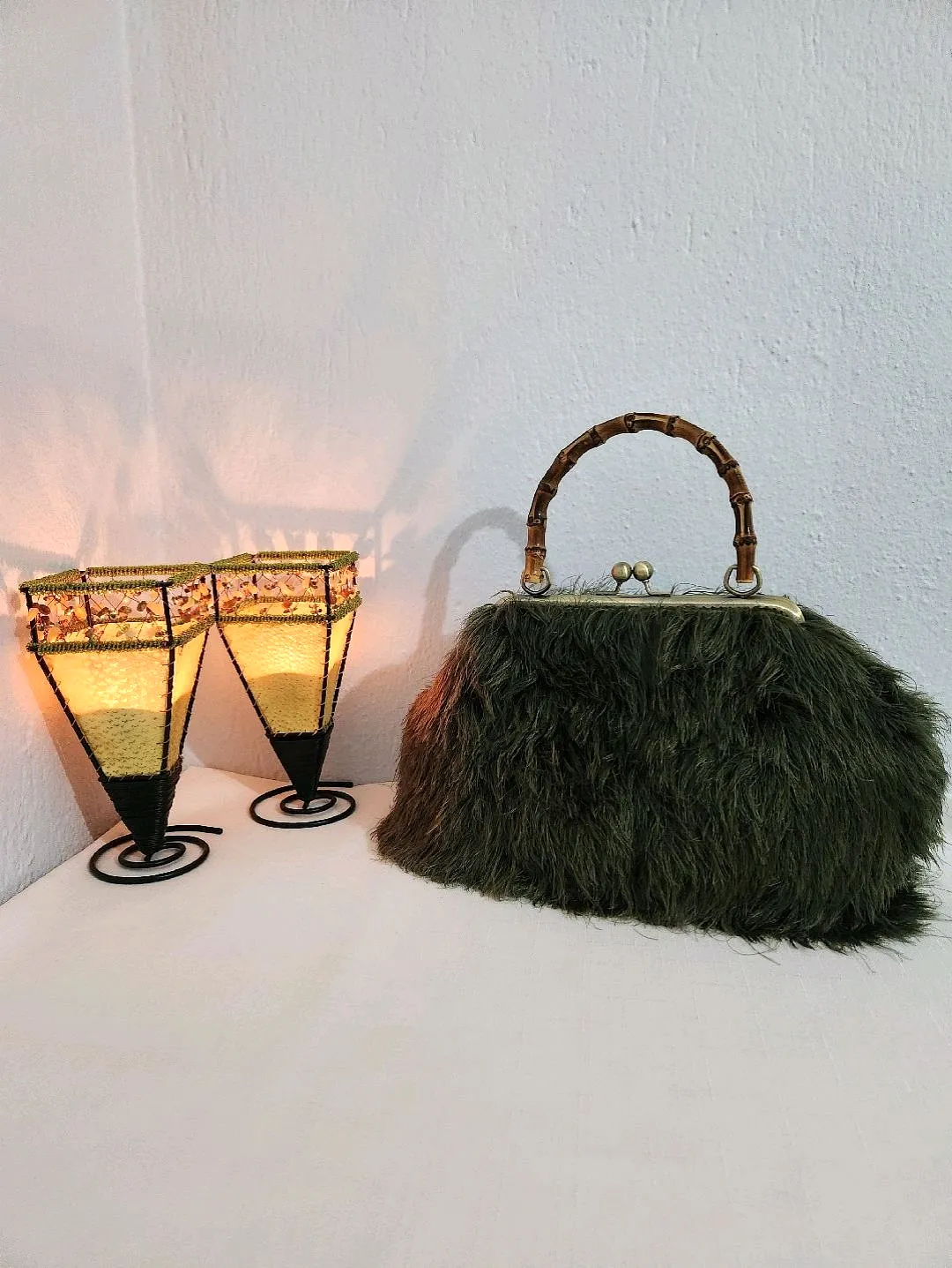 bambu-sapliantik-sari-klipsliyesilpeluskadin-el-cantasi-koyu-yesil