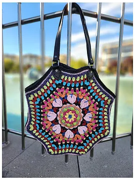 Frida, Mandala , Sekizgen, Renkli, Hasır, Omuz Çantası Çok Renkli