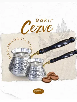 Bakır Cezve Sedef Kulplu-kalaylı Gümüş