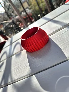 Çizgili Küçük Tealight Mumluk Kırmızı 