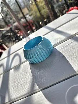 Çizgili Küçük Tealight Mumluk Mavi