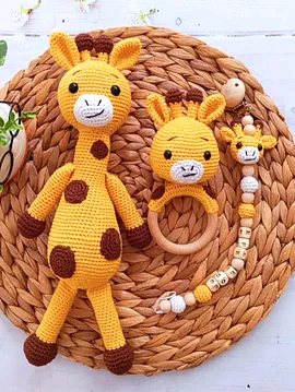Amigurumi Zürafa Yeni Doğan Seti  Sarı