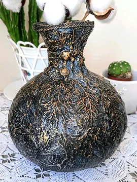 Gotik Tasarım Su Kabağı Vazo Siyah