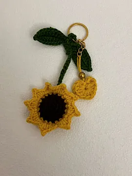 Örgü Ay Çiçeği Anahtarlık  Sarı
