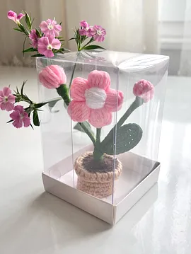 Mini Puf Papatya  Pembe