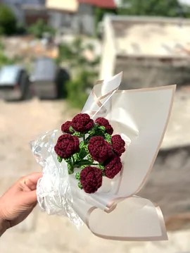 Mini Gül Buketi 1 Bordo