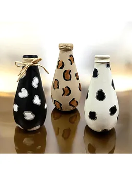 Leopar Desenli Üçlü Dekoratif Küçük Şişe Seti 