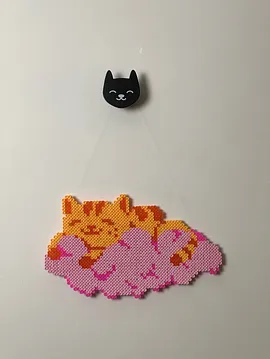 Kitty Pixel Art Duvar Süsü Turuncu