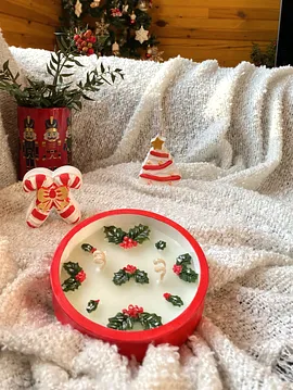 Countess Home Deco Kokina Detaylı Mumluk Ve  Obje Seti Kırmızı