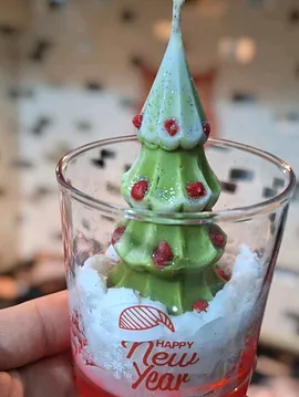 Çam Ağacı Bardak Mum  Yeşil