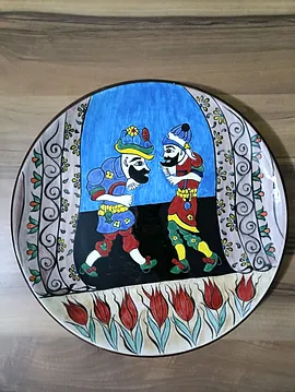 Karagöz Hacivat Tasarım Tabak Çok Renkli