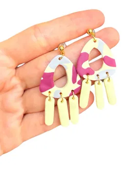 Sarı Pembe Küpe Sarı