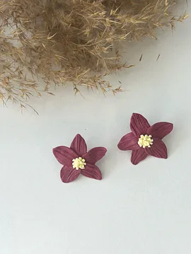Fuşya Çiçek Küpe Fuşya