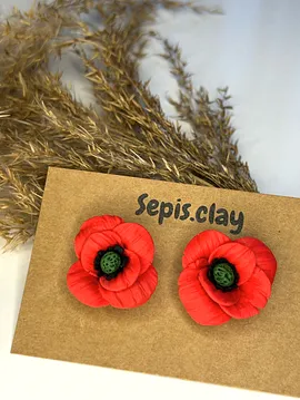 Gelincik Polimer Kil Küpe Kırmızı