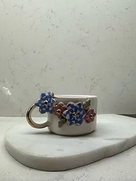 Dama Mavi Mug Beyaz