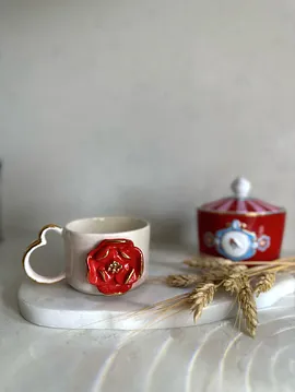 Big Flower Mug Kırmızı