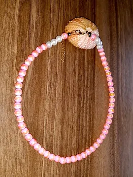 Rosaline Cam Boncuk Kolye Pembe