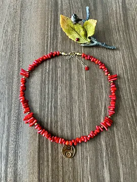 Corallina  Doğal Taş Kolye Kırmızı