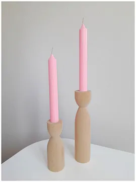El Yapımı Şamdan Mum 2'li - Pembe Pembe