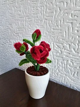 Mini Saksı Gül Koyu Kırmızı