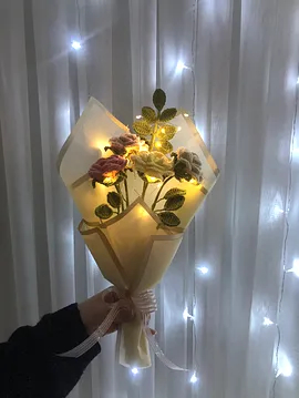 Ledli Renkli Gül Buketi Çok Renkli