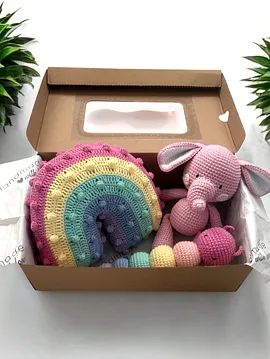Gökkuşağı Dekoratif Yastık & Amigurumi Oyuncak-çıngırak Set Çok Renkli