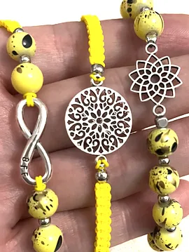 Üçlü Cam Boncuk Bileklik Seti Sarı