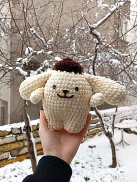 Pompompurin Sanrio Karakteri  Amigurumipeluş Uyku Arkadaşı Soluk Sarı